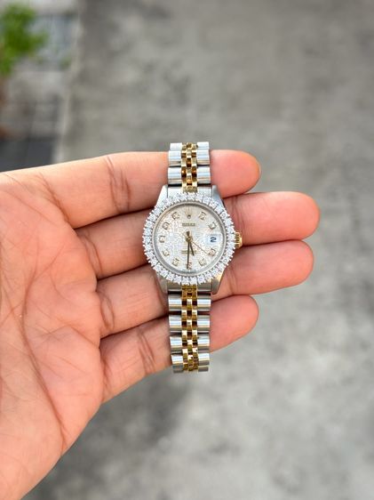 ขาว Rolex Datejust 69173 2tone 18K Diamond Automatic Lady Size