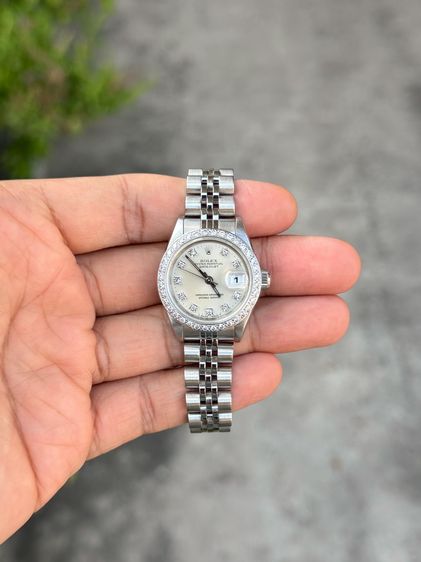 ขาว Rolex Datejust 69240 Diamond Automatic Lady Size Silver Dial