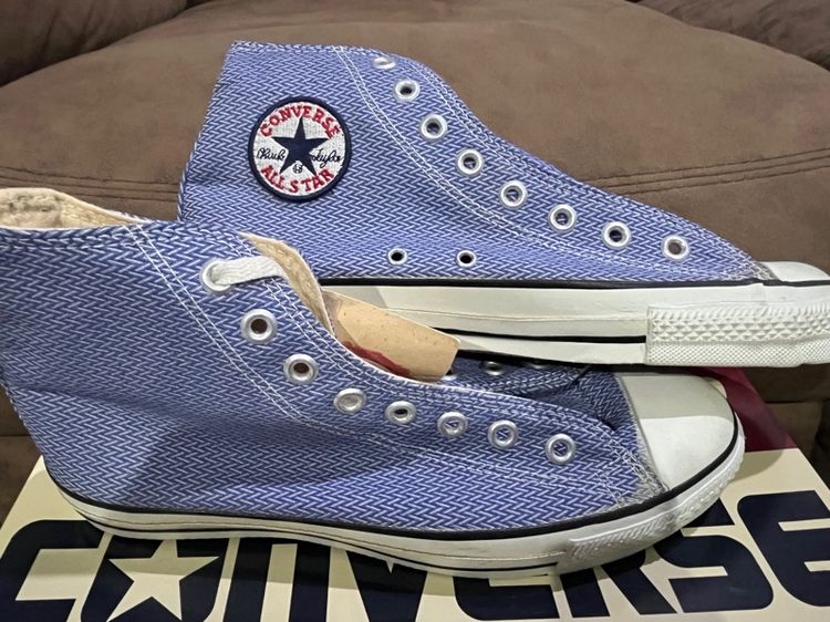Converse Chuck Taylor All Star Hi BlueWhite 1990’s   MADE IN U.S.A. 🇺🇸 โลโก้ปัก  Size 8 US 26.5 cm  มือ 1