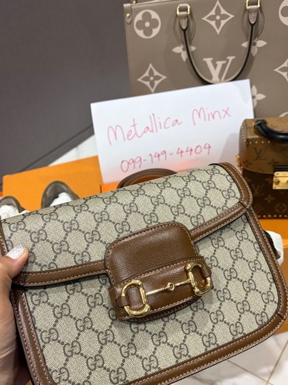 หญิง น้ำตาล หนังแท้ Gucci Horsebit 1955 Shoulder Bag size mideum