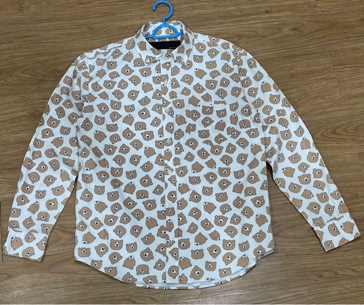 เสื้อเชิ้ตแขนยาวลายหมี แบรนด์ rovtski มือสอง