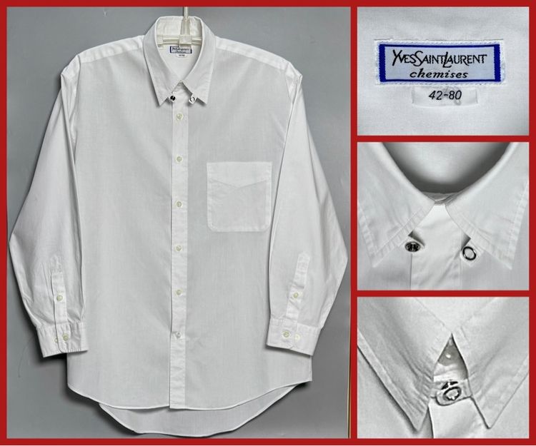 เสื้อเชิ้ต Yves Saint Laurent ของแท้ สไตล์ลำลอง กระดุมคอสวยเด่
