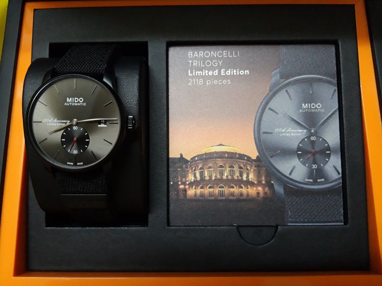 ดำ Mido Baroncelli Trilogy Limited
