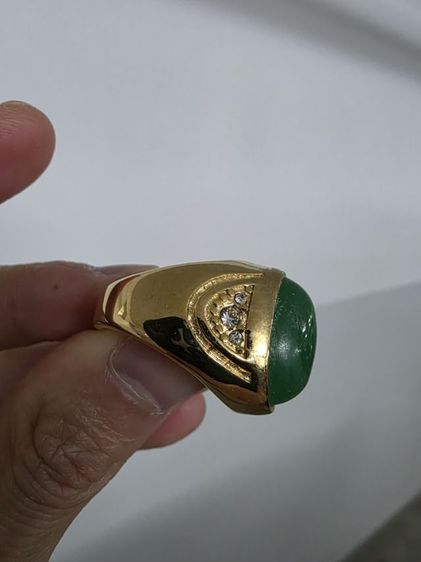 A.แหวนหัวสีเขียว คล้ายหยก เบอร์ 9 หนักๆ เขียน18K ขายเป็นชิ้นงาน  ตามสภาพ  พร้อมส่ง รูปที่ 6