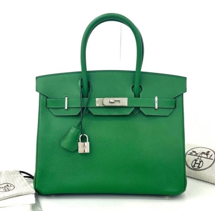 หนังแท้ หญิง เขียว Hermes Birkin30 epsom bamboo