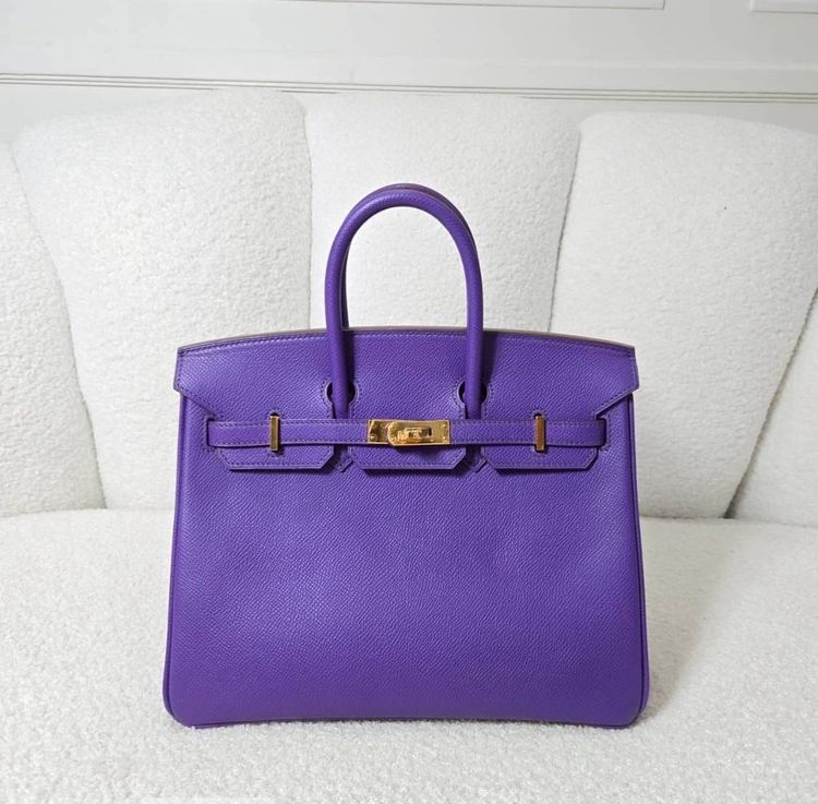 Hermes หนังแท้ หญิง ม่วง Like new Birkin 25 Crocus color Epsom GHW Stamp P 
