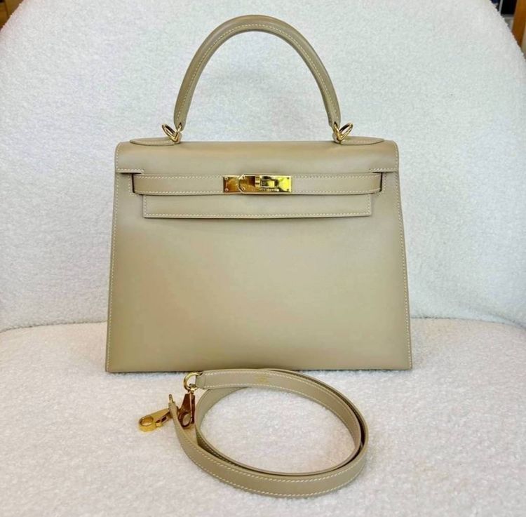 Hermes หนังแท้ หญิง อื่นๆ Kelly 28 Poussiere  Sellier GHW Stamp G