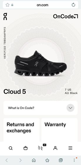 on cloud 5 สีดำ ผู้หญิง ของแท้ รูปที่ 7