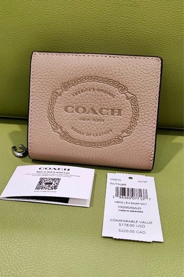 หญิง อื่นๆ หนังแท้ Coach กระเป๋าสตางค์ใบสั้น Heritage Snap Wallet