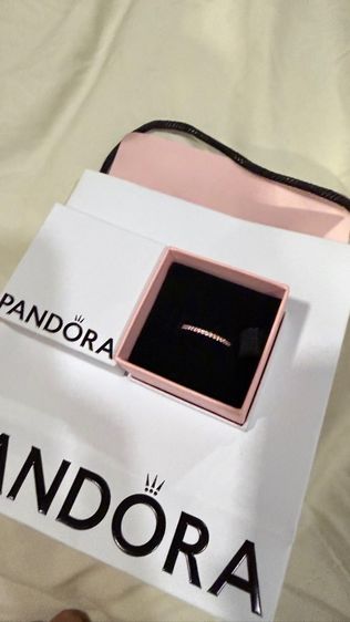 เงิน  แหวน Pandora 14k Rose Gold Plated Ring with Pink Stone อุปกรณ์ครบกล่อง ถุงผ้า ถุงกระดาษ