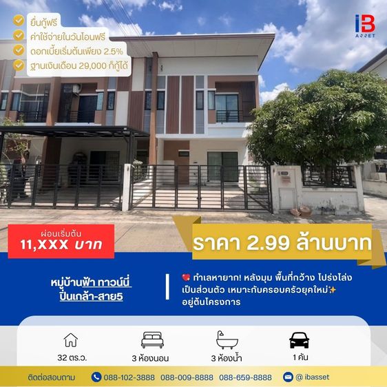  ทาวน์โฮม  หลังมุม   ติดวงเวียนกลับรถ ทำเลดีสุดในโครงการ บ้านฟ้า ทาวน์นี่ ปิ่นเกล้า–สาย 5 🔥🏡 💖 ทำเลหายาก หลังมุม พื้นที่กว้าง โปร่ง