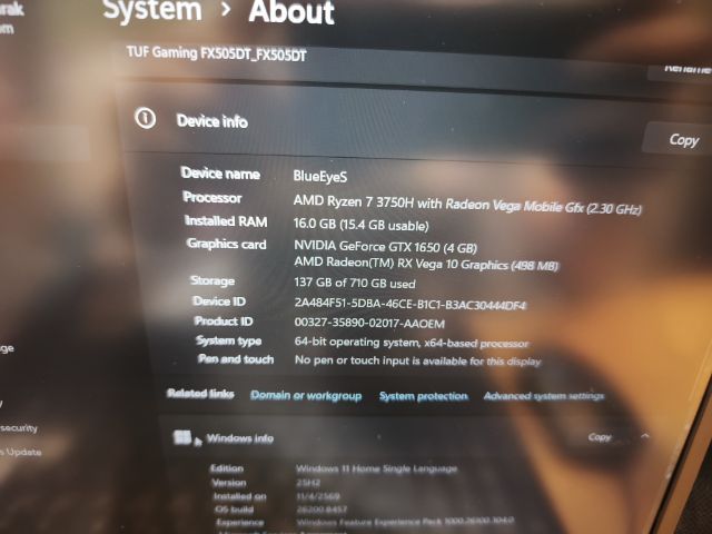 ASUS TUF Gaming FX505DT AMD R7 Ram16G GTX1650 4G

 รูปที่ 11