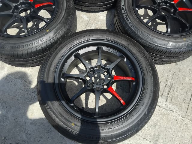 15" CE28 กว้าง 7 สีดำด้านพร้อมยาง Bridgestone b23
