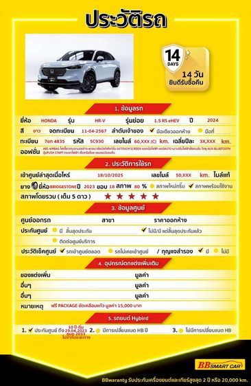 Honda HR-V 2024 1.5 e:HEV RS Utility-car ไฮบริด ไม่ติดแก๊ส เกียร์อัตโนมัติ เทา รูปที่ 2