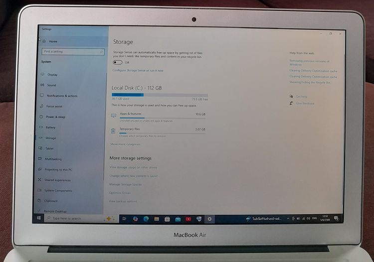 Apple MacBook Air 13.3 CPU Core i5  1.4GHz Ram 4 GB  SSD 128GB รูปที่ 7