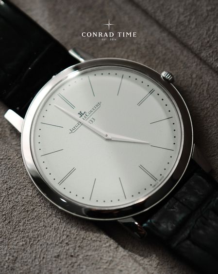 JLC. Master Ultra Thin Jubilee Q1296520 White Dial Black Alligator Leather 2014 39mm. Fullset 