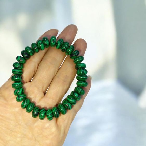 สร้อยข้อมือหินแท้มาลาไคต์ (Malachite) หินเรียกทรัพย์
