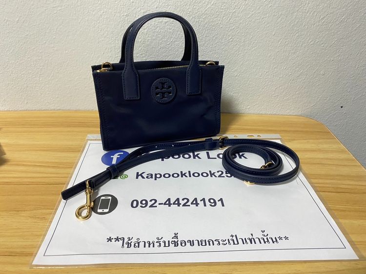 อื่นๆ พีวีซี หญิง อื่นๆ Tory Burch 146437 Ella Nylon Mini Tote Bag สีกรมท่า
