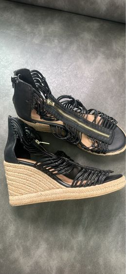 รองเท้าส้นเตารีด ดำ UK 8 | EU 42 | US 9.5 อื่นๆ JustFab ทรง Espadrille Wedge Sandal
