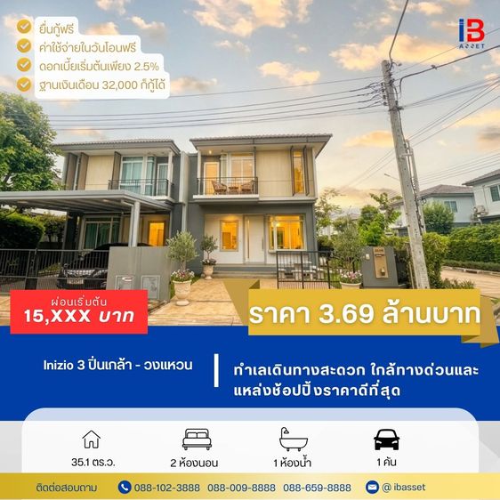 ทาวน์โฮมสวย ม.INIZIO 3 ปิ่นเกล้า–วงแหวน