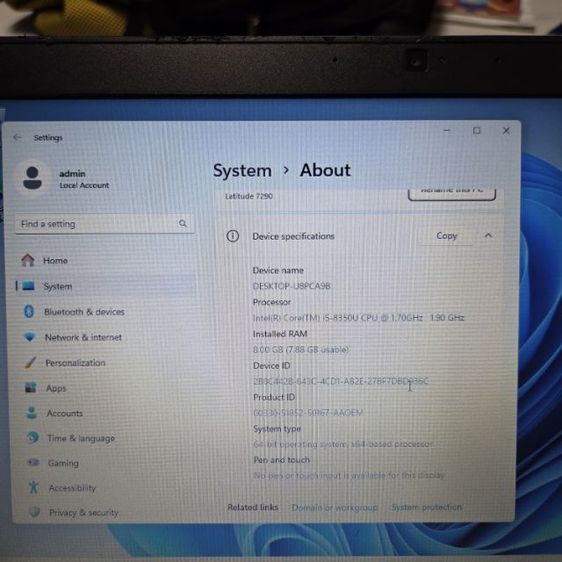ขายถูก Dell Latitude 7290( i5 Gen 8 RAM 8GB) เครื่องใช้งานปกติ   รูปที่ 8