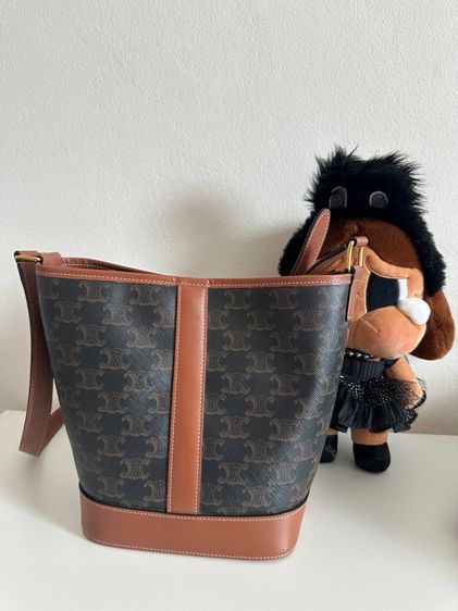 CELINE SMALL BUCKET BAG IN TRINHÉ CANVAS AND CALFSKIN LEATHER รูปที่ 2