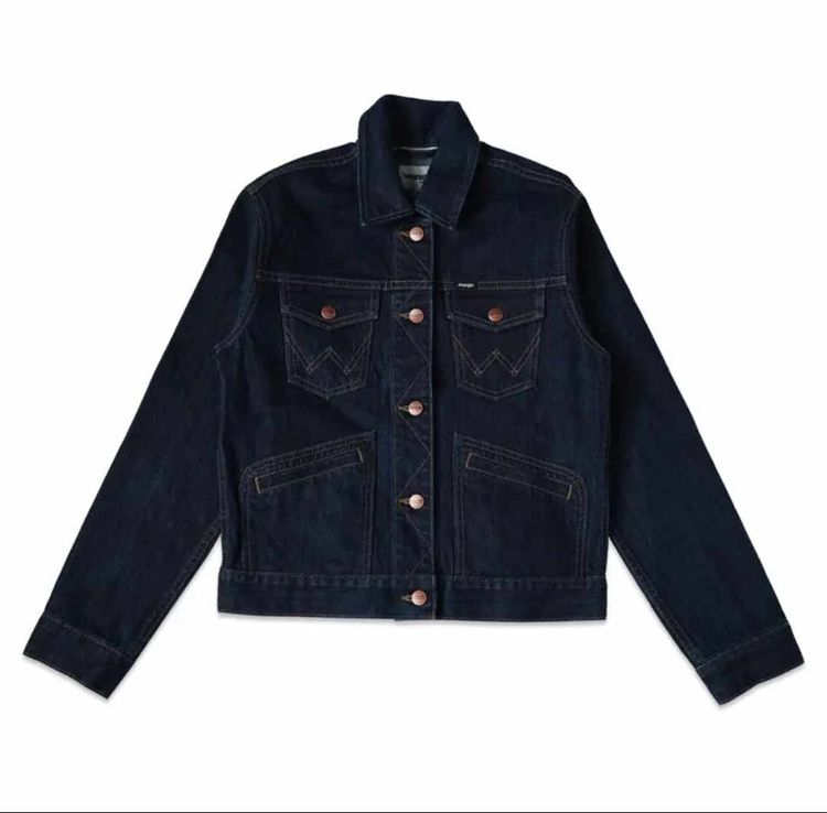 Wrangler ยีนส์ ฟ้า แขนยาว เสื้อแจ็คเก็ตผู้หญิง (ริมแดง)