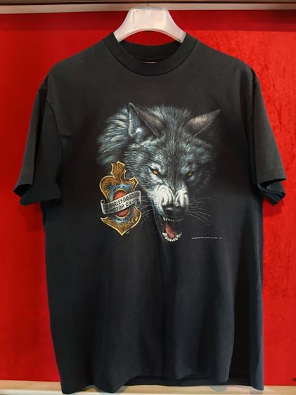 ดำ EU 44 แขนสั้น เสื้อทีเชิ้ต อื่นๆ เสื้อยืดวินเทจ Harley-Davidson 3D Emblem 1992
