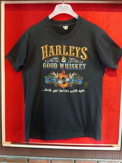 ดำ EU 41.5 แขนสั้น เสื้อทีเชิ้ต อื่นๆ เสื้อยืดวินเทจ Harley-Davidson  3D Emblem Good Whiskey Size XL