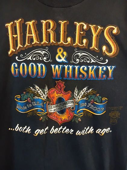 เสื้อยืดวินเทจ Harley-Davidson  3D Emblem Good Whiskey Size XL รูปที่ 3