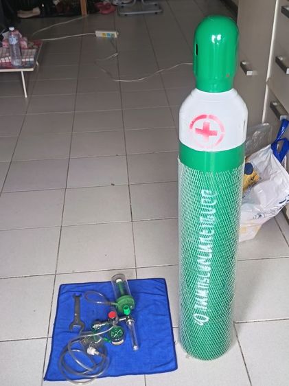 PW150 PH250BAR ถังออกซิเจน​ขนาดกลาง​ พร้อมหัวเกวัดออกซิเจน​ครบชุด