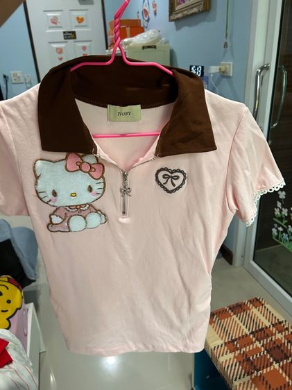 แขนสั้น ชมพู EU 38 เสื้อเชิ้ตและเสื้อผู้หญิง เสื้อผ้าตัวติดน่ารักลายsanrio อกได้ถึง38ทุกตัว 