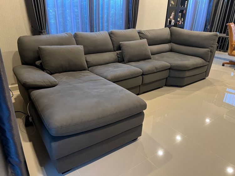 เทา ผ้า 4 ที่นั่ง โซฟา Sofa Cushion
