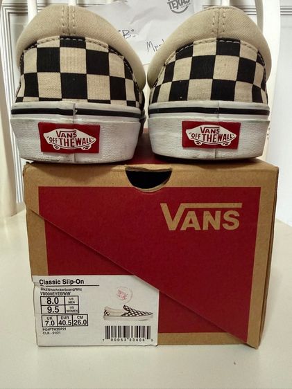 ขาว ผ้า รองเท้าผ้าใบ Vans Classic Slip-On มือสองสภาพดี