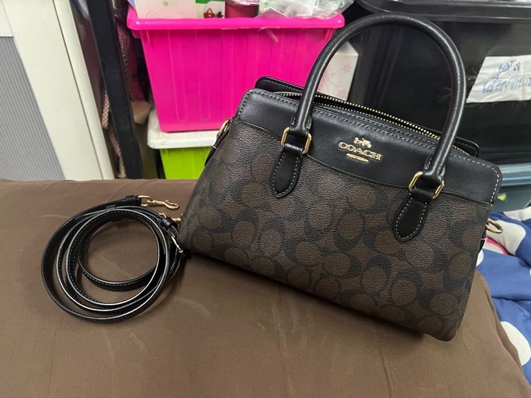 COACH MINI DARCIE CARRYALL IN SIGNATURE CANVAS CH174  กระเป๋าสะพายทรงถัง ไซส์มินิ  รูปที่ 8