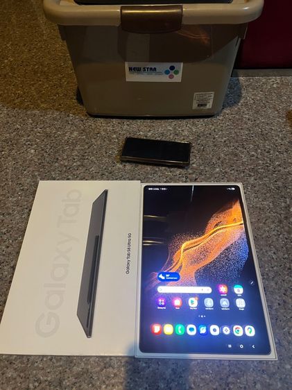 128 GB ขายSamsungTabS8Ultra5Gสีดำ128กิ๊กยกกล่องจอสวยกริปหายากสภาพสวยๆใช้งานดีถูกๆๆๆๆๆ