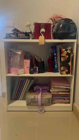 ตู้หนังสือ ชั้นวางของ อย่างหนา 2 ชั้น สีขาว