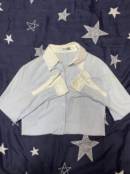 เชิ้ตลายทางคอปกขาว สาวเกาหลี “Old Money Stripe Shirt”