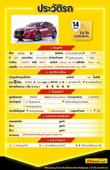 Mazda Mazda3 2018 2.0 SP Sports Sedan เบนซิน ไม่ติดแก๊ส เกียร์อัตโนมัติ แดง รูปที่ 2