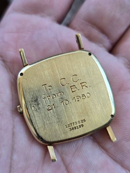 นาฬิกา​ PIAGET Microroter24k 18k Solid Gold ฝาหลังสลักชื่อ 2เข็ม ขอบลายหิน ตัวเรือนทองคำ​18k​ รูปที่ 12