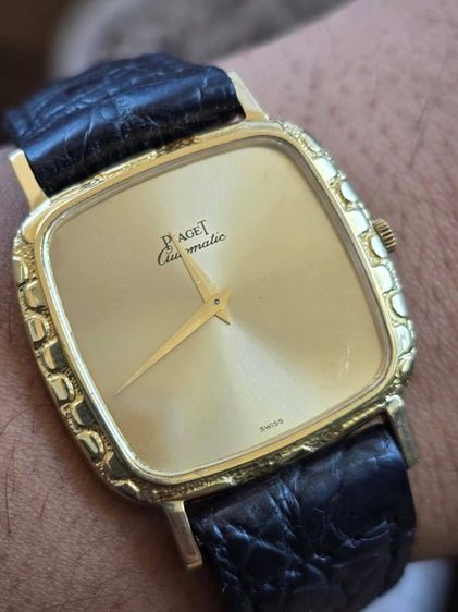 นาฬิกา​ PIAGET Microroter24k 18k Solid Gold ฝาหลังสลักชื่อ 2เข็ม ขอบลายหิน ตัวเรือนทองคำ​18k​ รูปที่ 9