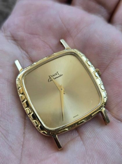 นาฬิกา​ PIAGET Microroter24k 18k Solid Gold ฝาหลังสลักชื่อ 2เข็ม ขอบลายหิน ตัวเรือนทองคำ​18k​ รูปที่ 13