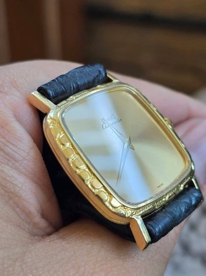 นาฬิกา​ PIAGET Microroter24k 18k Solid Gold ฝาหลังสลักชื่อ 2เข็ม ขอบลายหิน ตัวเรือนทองคำ​18k​ รูปที่ 7