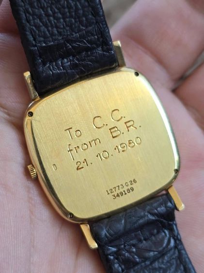 นาฬิกา​ PIAGET Microroter24k 18k Solid Gold ฝาหลังสลักชื่อ 2เข็ม ขอบลายหิน ตัวเรือนทองคำ​18k​ รูปที่ 10