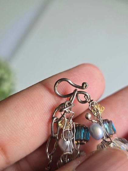 สร้อยคองานนอก งานHand made ร้อยด้วยลวดดัดเงินแท้ ลูกปัดคริสตัลหลากสีพร้อมจี้ รูปที่ 12