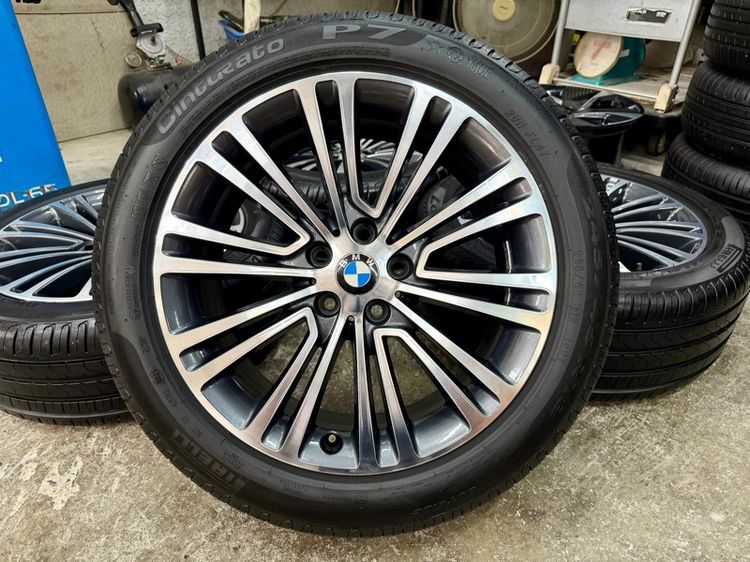 18" ล้อแม็ก BMW ขอบ 18” กว้าง 8” ET 30 ยางหน้า PIRELLI 245-45R18 ปี 25 ยางหลัง 275-40R18 ปี 25 ยางเพิ่งเปลี่ยนตุ่มหน้ายางยังอยู่ครบ