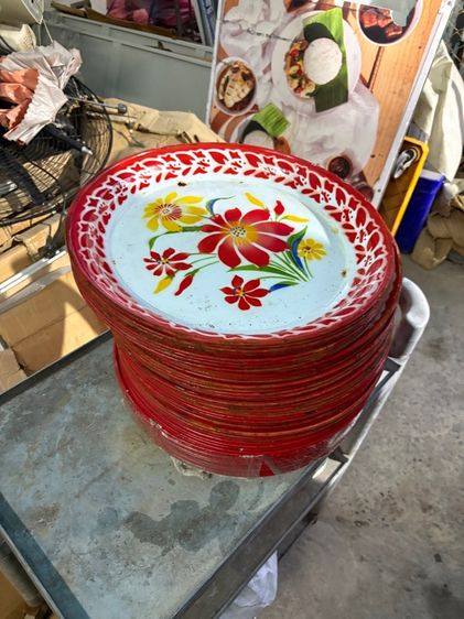 ถาดเคลือบลายดอกไม้ 