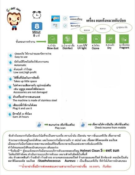 ตู้อบฆ่าเชื้อหมวกกันน็อค Sweetsun มือสอง พร้อมใช้งาน รูปที่ 11