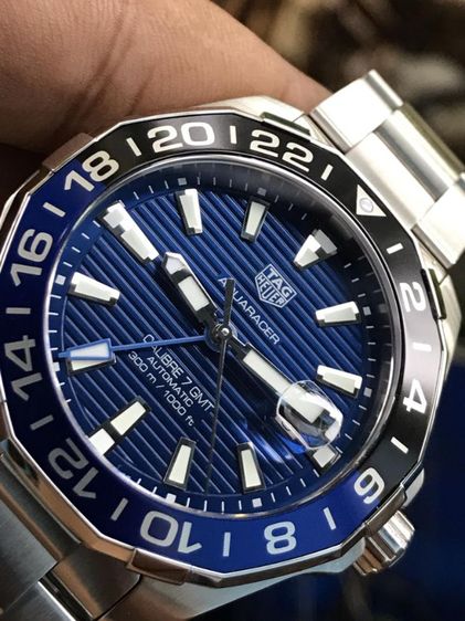 น้ำเงิน Tag Heuer Aquaracer Calibre 7 Auto GMT " Batman Bezel " WAY201T🇨🇭🇨🇭
