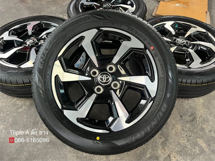 ✨ล้อแม็ก✨Toyota Yaris ขอบ 15 ดำหน้าเงา พร้อมยางใหม่💯185-60-15 Dunlop🚩ปี 26🚩 รูปที่ 2